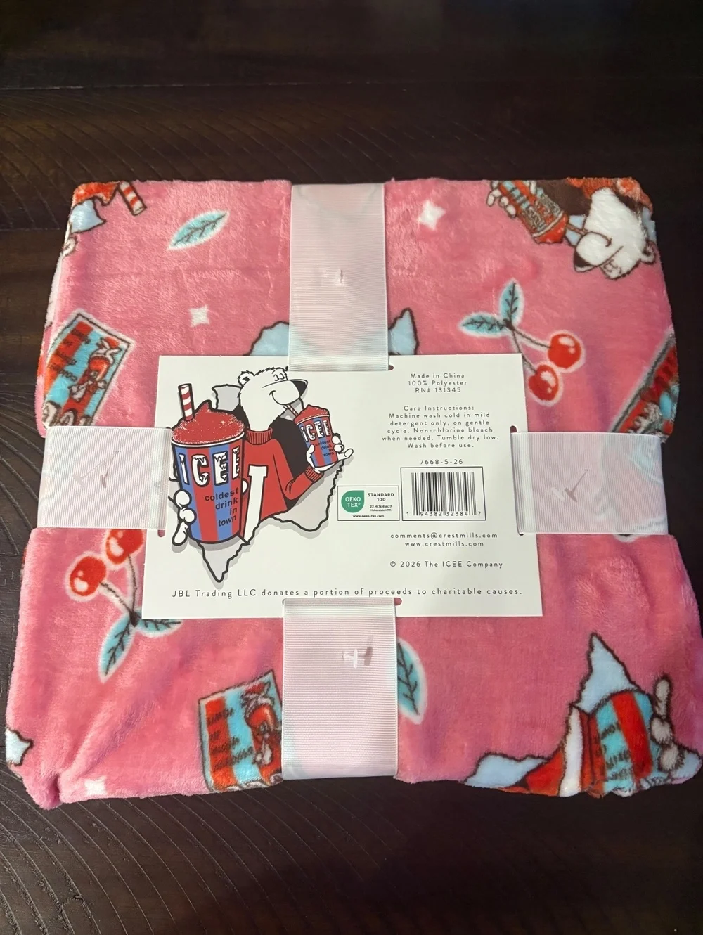 ICEE Plush Throw Blanket 50 x 60 Slushie Cherry Logo Pink Fleece New